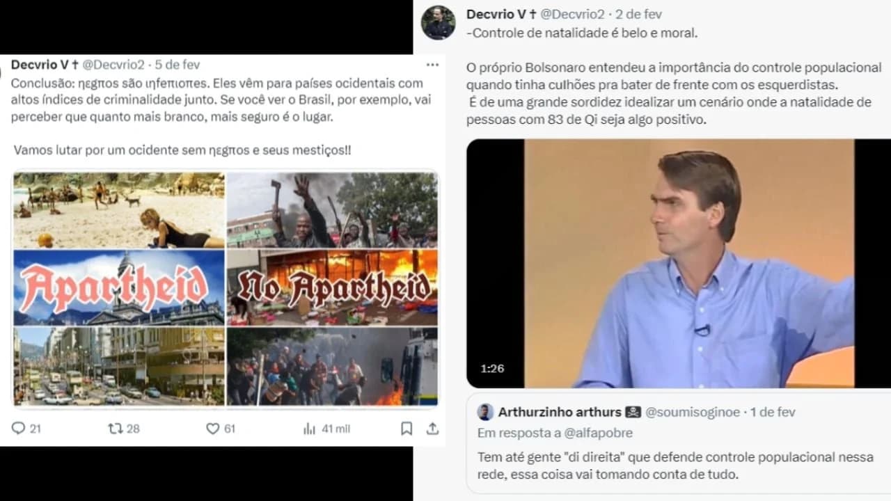Perfil extremista dissemina ódio e compartilha discurso de Bolsonaro por 'Controle de Natalidade' no X